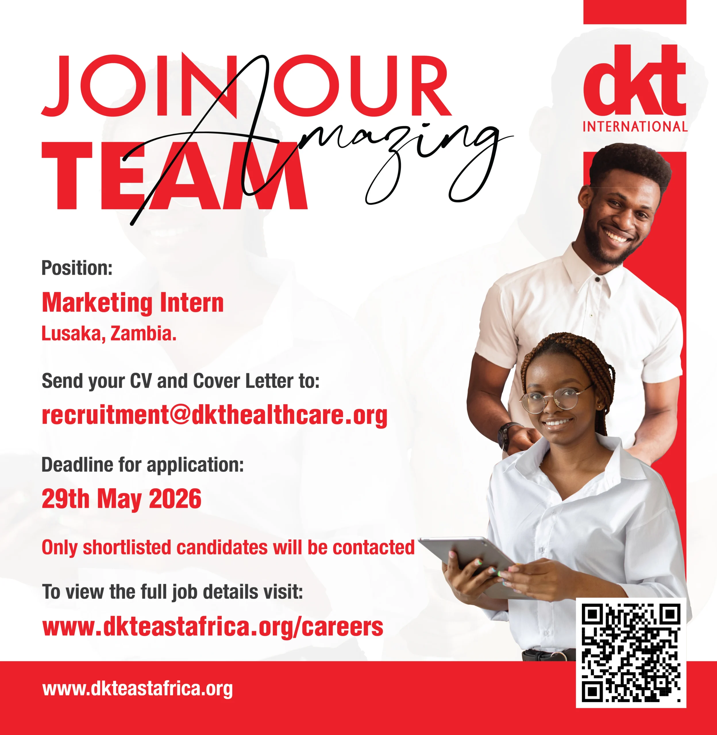 DKT International - Marketing Intern Lusaka Zambia 2026 - Job Ad